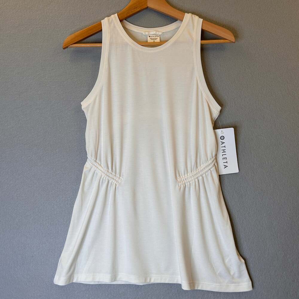Athleta Air Out Cinch Tank XS Ivory Sleeveless Modal Blend Workout Top NWT